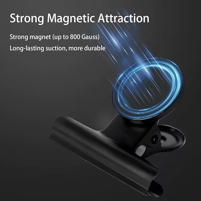 Strong Magnetic Clips, 20 Pack, 1.57 Inch, 40 mm, Black, Refrigerator Magnet Clips, Large Clip Magnets, Office Supplies, Photo Displays