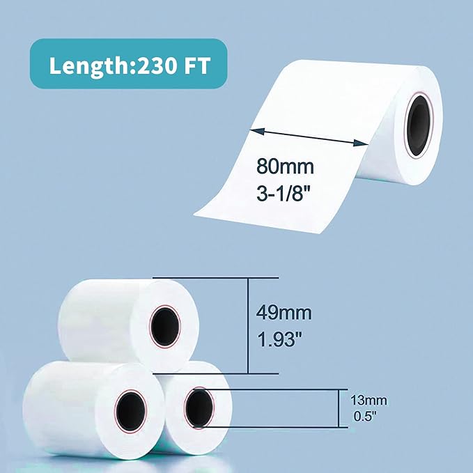 MFLABEL Thermal Receipt Paper Rolls - 50 Rolls of 3-1/8" x 230ft High-Sensitivity POS Register Paper, Compatible with Square, Clover, ERC, Zebra, Star, and Most Thermal Receipt Printers