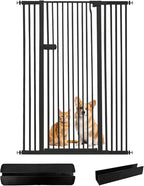 Lumizone Extra Tall Cat Gate 55.12" High Pressure Mounted Extra Wide 2025 New (17 Sizes) 1.37" Gap No Drilling Auto-Close One-Handed Operation Tall Pet Gate for Dogs(Black, 55.12" H x 29.92"-46.64" W)
