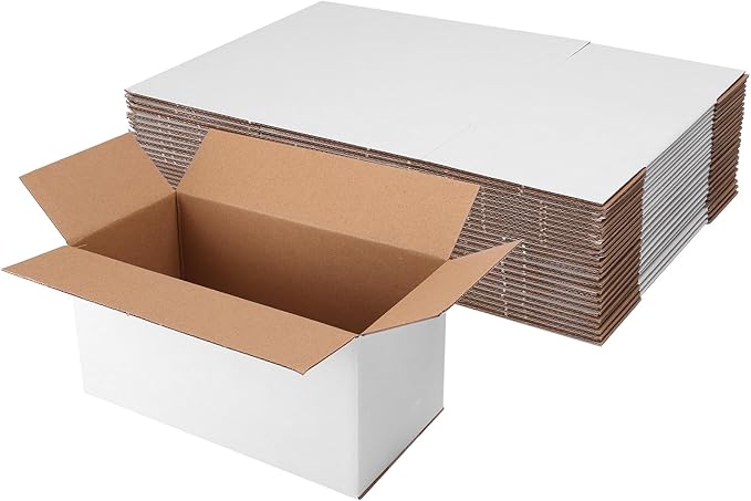 Hoikwo 10x5x5 Shipping Boxes Set of 25, White Corrugated Cardboard Box for Small Business for Packaging Mailing