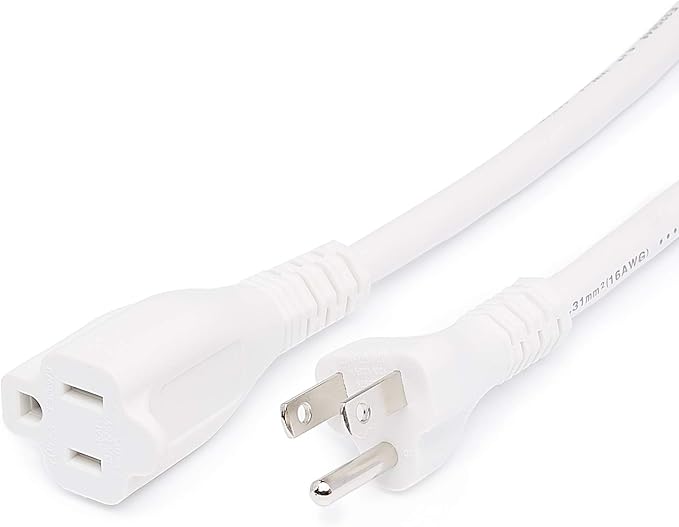 Amazon Basics Extension Cord, 13 Amps, 125V, 15 Foot, White - Pack of 2