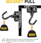 DIYMAG Black Magnetic Hooks, 85 LB Heavy Duty Strong Magnets with Hook, Rare Earth Neodymium Magnet for Cabins Cruise Ship Essentials 8 Packs