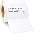 Blank Waterproof Label Stickers, White Write-On Polypropylene Labels with Strong Permanent Adhesive, 70mm x 40mm (2.8” x 1.6”), 500/Roll, Durable for Bottles, Storage Bins, Pantry & Cleaning Supplies