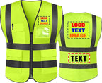 High Visibility Safety Reflective Vest with Pockets and Zipper Construction Hi Vis Work Vest(Neon Yellow XL)