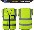 Hi Vis Reflective Safety Vest for Men Women Mesh Class 2 High Visibility Vest with Pockets,Meets ANSI/ISEA Standards(EK170-Mesh-Yellow-3XL)