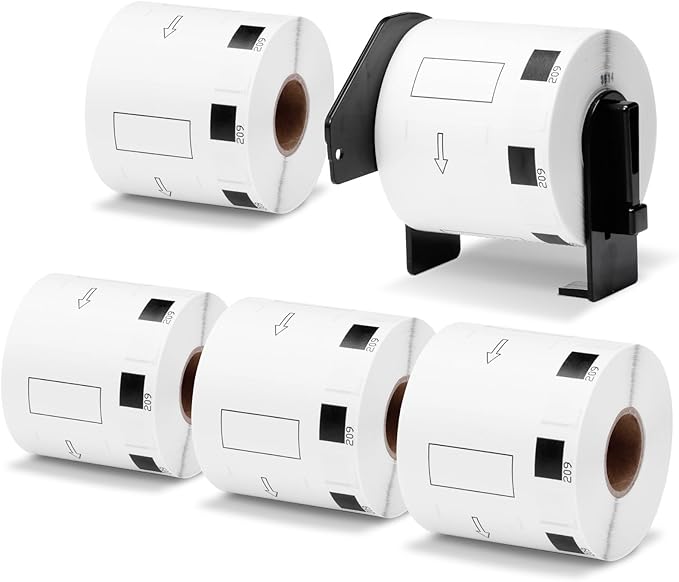 Replace for Brother (2.4 in x 1.1 in) DK-1209 White Label for Small Address/Barcode Labels, Roll of 800 Stickers use with QL-800 Printer, 29 x 62mm (5 Rolls+ 1 Reusable Cartridges)