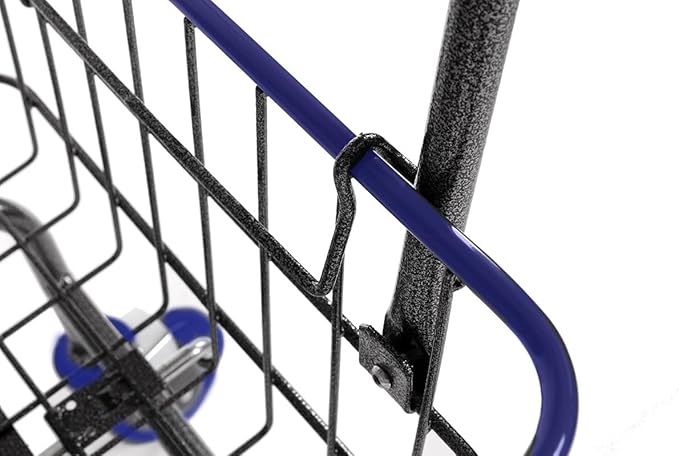 Rolling Laundry Cart with Wheels, Metal Wire Basket, Heavy Duty Utility Cart (Blue)