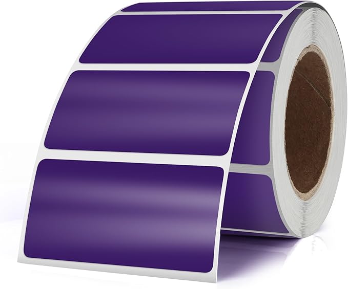 Purple Color Coding Labels 1 × 2 Inches Self-Adhesive Vinyl Rectangle Stickers Waterproof Name Tags Removable Roll for Office School Home 500 PCS