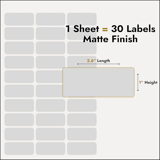 Return Address Labels Personalized, 1 Sheet = 30 Labels, 2.6"L x 1"H - Matte Finish Personalized Address Labels - Return Labels Personalize Self Adhesive - Custom Address Labels (Script, Clear)