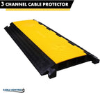 Kable Kontrol Atlas Cable Protector Wire Ramp - 3 Channel Bulk Wholesale Pallet - 20 Pcs - 35” Long Black & Yellow - 24000 Lbs Load Capacity - Rubber Speed Bump Wire Protector Cord Cover - CP9973