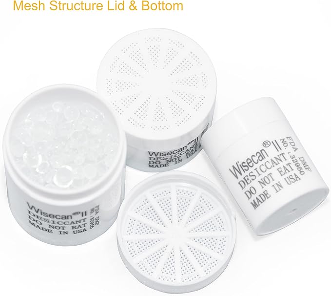 2 Gram 80 Pack Silica Gel Canister, Desiccant Canister, Silica Gel Capsules, Desiccant Capsules, Moisture Absorbers for Food Storage, Food Safe Dehumidifiers Wisecan