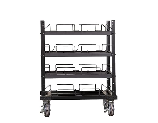 Trafford Industrial Stanchion Post Cart, 12 Posts, Horizontal Padded Storage and Locking Wheels for Safety