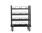 Trafford Industrial Stanchion Post Cart, 12 Posts, Horizontal Padded Storage and Locking Wheels for Safety