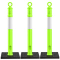 RoadHero 45 Inch Delineator Post with Base, Portable Lime Green Traffic Delineator Posts Cones with Reflective Collars for Parking Lots, Road Safety, Construction Events 3 Pack