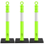 RoadHero 45 Inch Delineator Post with Base, Portable Lime Green Traffic Delineator Posts Cones with Reflective Collars for Parking Lots, Road Safety, Construction Events 3 Pack