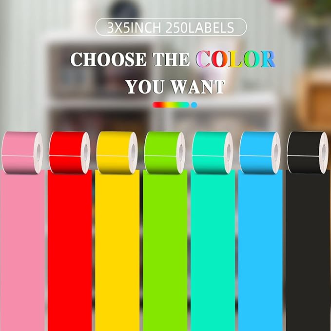 PARLAIM 3 X 5 Inch 250 Per Roll Rectangle Inventory Color Coding Labels,Roll Square Label Stickers for Home Black