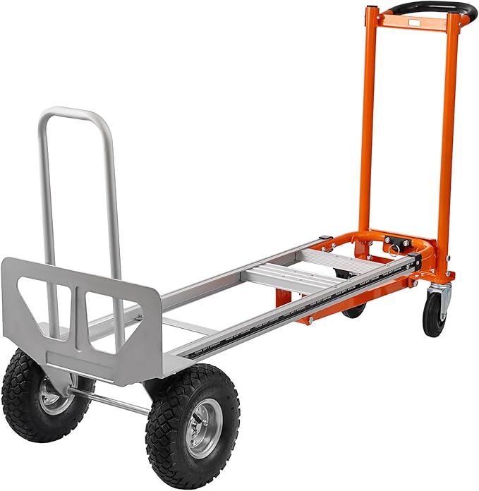 3in1 Convertible Hand Truck, Aluminum Hand Trucks 880 lb Capacity, Utility Dolly Cart Converts from Hand Truck Dolly to Platform Cart 3 Positions for Transport & Moving with 10" Rubber Wheels
