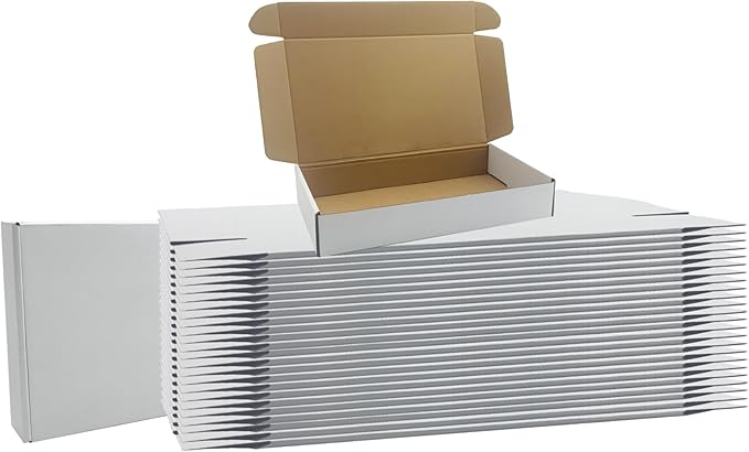 12x7x2 inches Shipping Boxes Set of 25, White Cardboard Box Kraft Corrugated Mailer Box，Boxes for Shipping E-commerce Packaging, Holidays Gift and Small Business Giving Literature Mailing