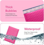 Hot Pink 10.5x16 Inch Poly Bubble Mailers #5 | Self Seal Large Padded Envelopes | Air Cushioned Bubble Mailer | Usable Size 10.5x15 Inch | Waterproof Lightweight Mailing Shipping Bags | 100 Pack Bulk