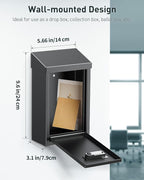Uniclife Key Drop Box for Outside, Metal Donation Box Collection Box with Combination Lock, Safe Suggestion Box, Wall Mounted Mailbox with Top Slot, Steel Cash Drop Box for Home Office and Business
