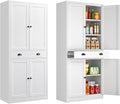 Metal Kitchen Pantry Cabinet, 71'' Tall Food Pantry Storage Cabinet with Doors and Shelves, White Freestanding Cupboard for Dining Room, Living Room - Assemble Required