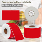PARLAIM 3 X 5 Inch Rectangle Adhesive Color Coding Stickers,Red Square Colorful Inventory Stickers -500Per Dispenser Box (Red)
