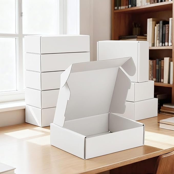 100-Pcs White Small Shipping Boxes - 3 Layer Bulk Corrugated Cardboard Packaging Boxes for Small Business, Ecommerce Mailers, Jewelry Gifts(5.91 x 3.94 x 1.57 Inches)