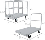 2 in 1 Steel Panel Truck Cart, 36x24 inch Flatbed with 2200 LBS Capacity, Heavy Duty Drywall Dolly with 3 Removable Side Handrails & 360 Swivel Wheels, Industrial Grade Platform Truck