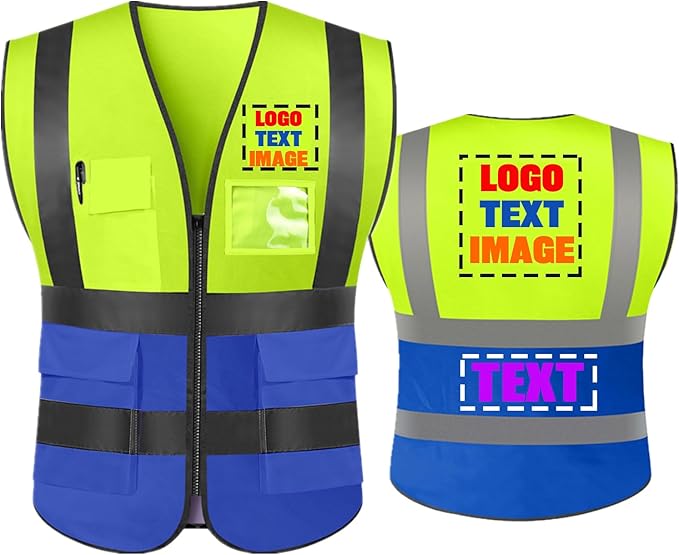 Personalized High Visibility Reflective Safety Vest Custom Your Text Protective Workwear Outdoor Work Vest