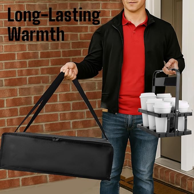 Bodaon Insulated Bag-Pizza Bags for Delivery & Plastic Portable Drink Carrier，20"x 20"x 6" ermicas/Warming/Heat Carrying out Insulation Large Bag，Doordash Warmer/Hot Food BCarrier Box, Keeping Cooler