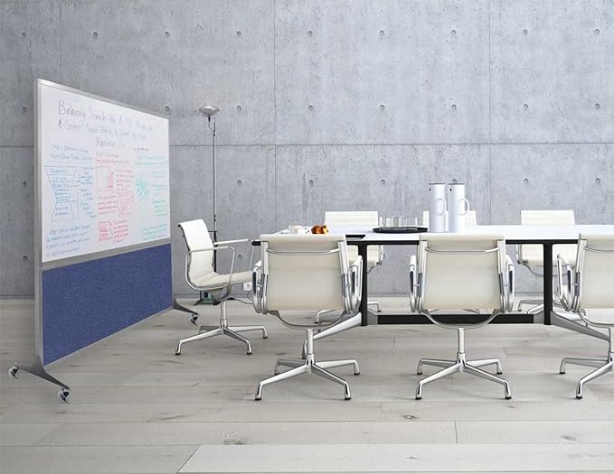 DivideWrite Mobile Whiteboard | Double Sided Dry Erase Board | Portable Office Cubicle Partition | Display for Classrooms, Conference Rooms, Meeting Areas and More | Latte Fabric 5' Wide X 6' Tall