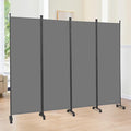 Room Divider 6FT Room Partition with Lockable Wheels, (Thicked Metal Base) Room Dividers, Freestanding Indoor Folding Privacy Screens, Portable Fabric Wall Divider for (Grey, 88"- 4 Panel)