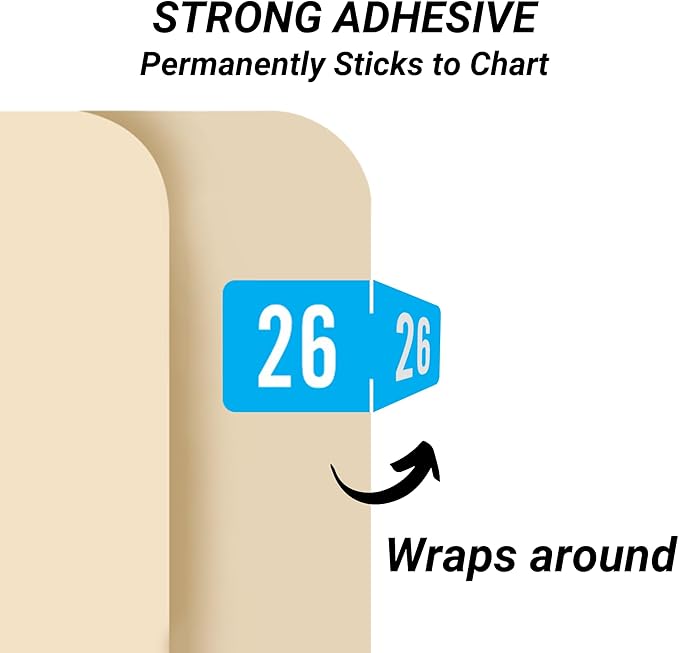 2026 Small Year Labels, Doctor Stuff 2026 Chart Stickers, Light Blue Color Coded, Tab Products Style, USA Made Year Stickers for End Tab File Folders, 500/Roll, 1 Roll, 1/2" x 1-1/8"