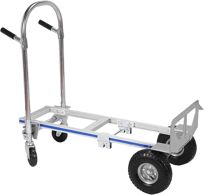 2 in 1 Aluminum 800LBS Capacity Folding Hand Truck Dolly Cart W/Wheel Heavy Duty Industrial Collapsible Cart ForConstruction Warehouse Factories Indoor Outdoor