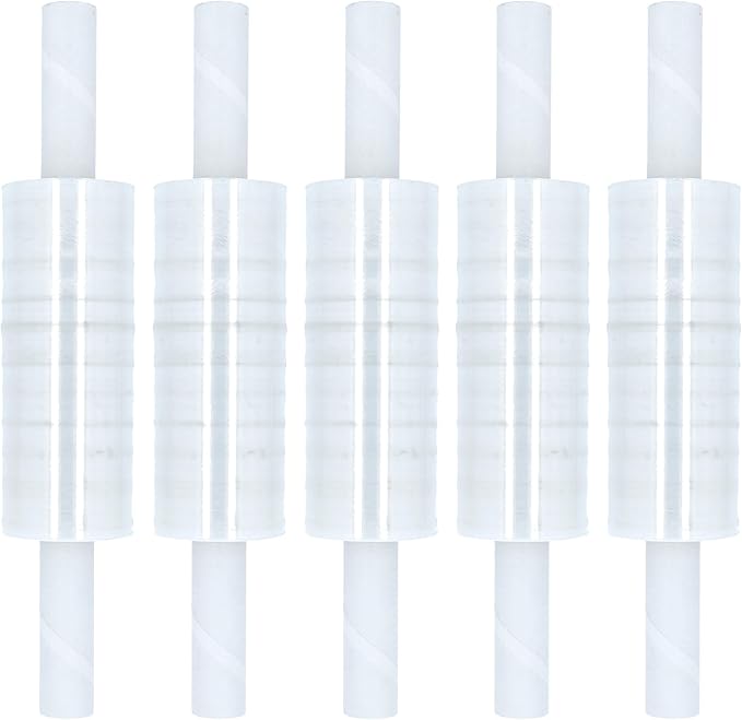 PSBM 4 Rolls 20 Inch x 1000 Feet 80 Gauge Stretch Film/Wrap with Handles, Heavy Duty Industrial Strength Up to 800% Ultimate Stretch, Clear Shrink Plastic Wrap for Moving, Packing, Shipping & Storage