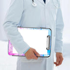 Side Opening Personalized Clipboard with Storage in Blue with Pen Holder and 2 Storage Options. Heavy Duty and Marble Enclosed.