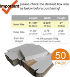 50 Pack 11.125x8.625x2'' Small Shipping Boxes, Corrugated Cardboard Mailers for Business, White (CM1182)