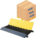 Kable Kontrol Atlas Heavy Duty Cable Protector Ramp - 5 Channel Bulk Wholesale Pallet - 30 Pcs - 36" Long Black & Yellow - 36,000 Lbs Capacity - Rubber Speed Bump Wire Protector Cord Cover - CP9988