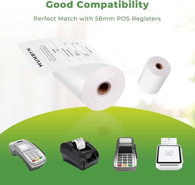 MUNBYN 2 1/4" X 85' Thermal Receipt Paper (10 Rolls) Cash Register Paper Rolls Fits for Most Credit Card Terminals, Verifone VX510 VX570 FD50 T4220, BPA Free