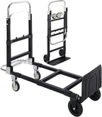 RedSwing Hand Truck Dolly Foldable,Folding Convertible Hand Truck with 4 Wheels,2 in 1 Heavy Duty Dolly Cart for Moving Luggages,Garage,Home,500 Lbs