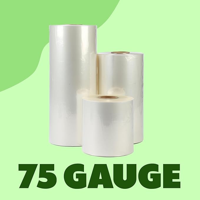The Boxery Shrink Wrap Film 14" x 42000” (3500’) Heat Wrap POF Centerfold - Polyolefin 75 Gauge - Heavy Duty Grade Heat Shrinkable Film for Packaging - Small Business, Toys, Books, and Much More.