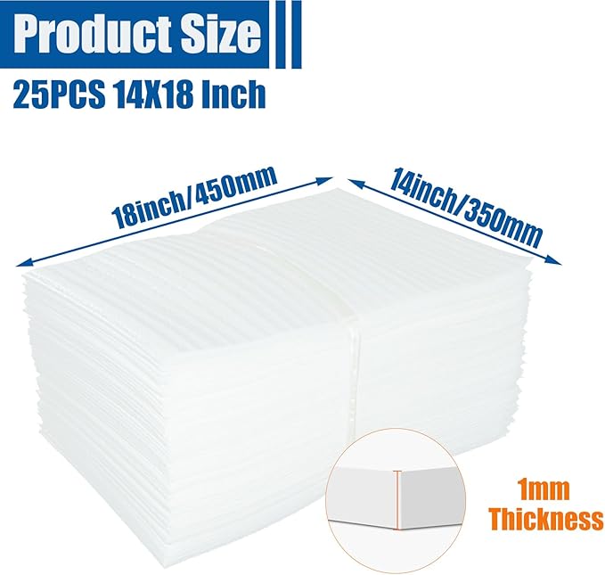 25PCS Foam Pouches, 14" X 18" Large Cushion Foam Pouch, Foam Wrap Cushioning Material, Packing Supplies for Moving, Transportation and Storage
