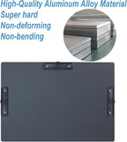 Acocony 11x17 Clipboard Three Clip Aluminium with Pen Holder Extra Large Clipboard Versatile Super Hard 11 x 17 Clipping Board Black Pack of 1