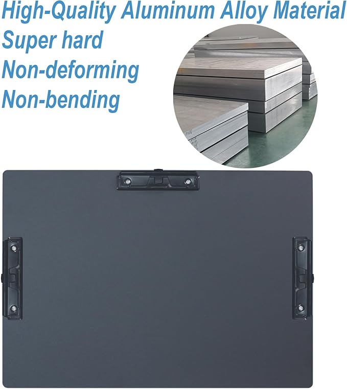 Acocony 11x17 Clipboard Three Clip Aluminium with Pen Holder Extra Large Clipboard Versatile Super Hard 11 x 17 Clipping Board Black Pack of 1