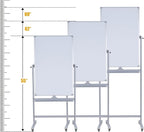 Double-Sided 40" x 28" Mobile Whiteboard with Wheels | Rolling Magnetic Dry Erase Board on Stand | Adjustable Height Silver Frame White Board for Office, Classroom & Home