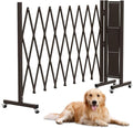 Expandable Driveway Gate, Portable Barricade Gate with Casters, Metal Folding Security Gate, 209" Wide Aluminum Expandable Garden Fence, Outdoor Dog Fence for Yard (Brown, 216.54)
