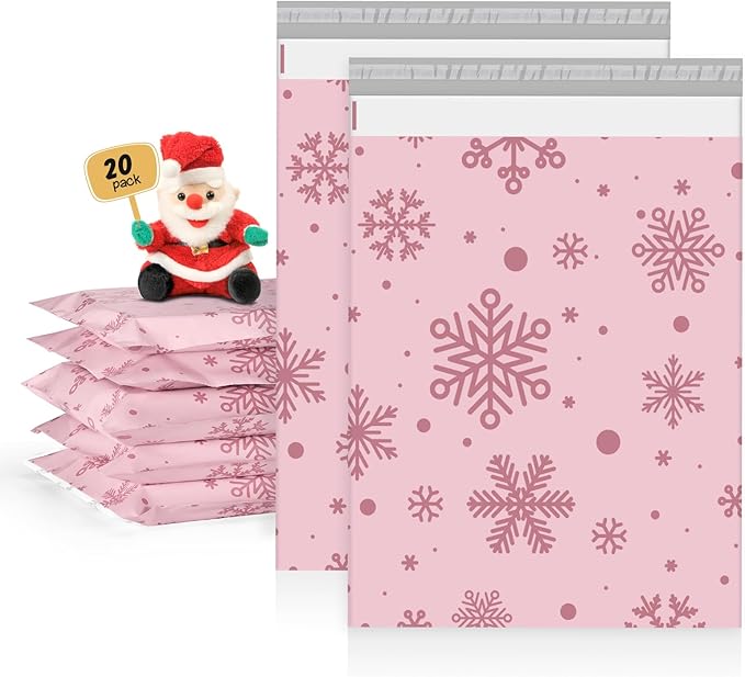 Metronic Christmas Poly Mailers 14.5x19" 50pcs Shipping Bags for Clothes,Self Adhesive Shipping Envelopes for Small Business,Waterproof Mailers Poly Bags for Shipping,Packaging Mailing Bags Snowflake
