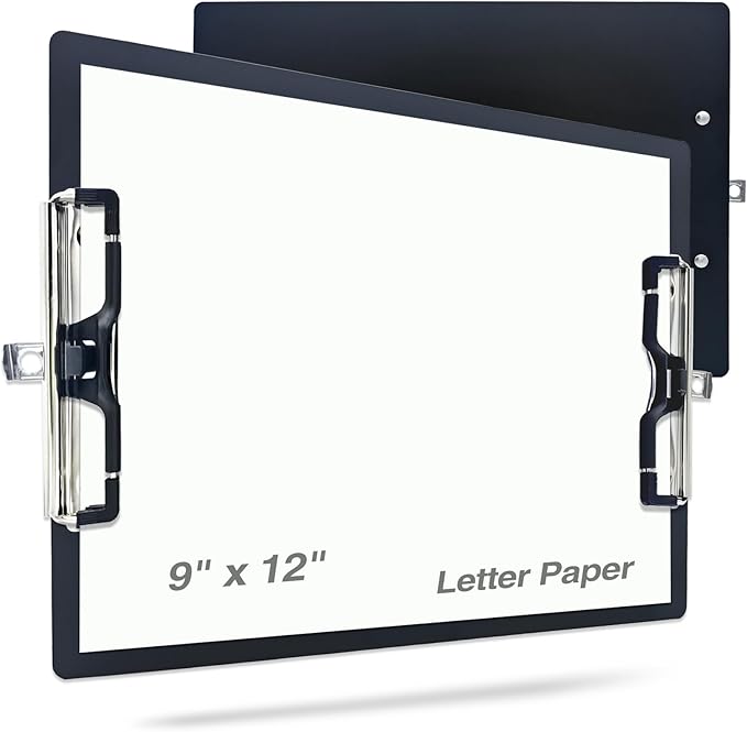 Aluminum Metal Clipboard Sturdy Stainless Hangable with Pen Holder Double Clip Board Size Letter A4 9" x 12.6" for School Office Business Medical Professionals Workshop Factory