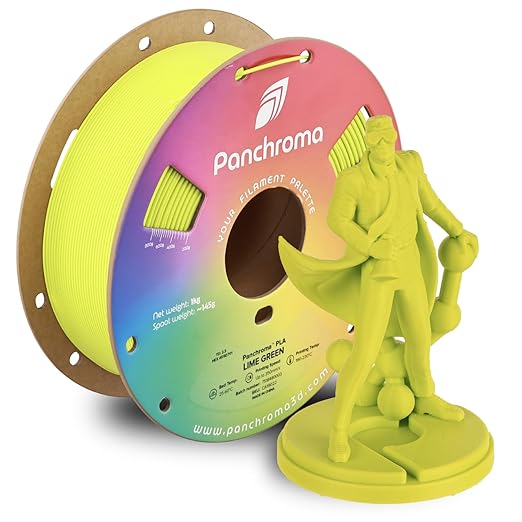 Panchroma PLA Lime Green 3D Printer Filament, 1.75mm, 1kg Spool, Easy to Print, High Speed Printing, Tangle Free, AMS Compatible, Perfect for Toys, Decor, Miniatures, Models & Cosplay