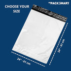 White Plastic Poly Mailers 24"x24" | Shipping Bags for Clothing, Books, and Accessories | Durable Shipping Envelopes, Waterproof, Tear-Proof with Strong Self-sealing Adhesive | 100-Pack
